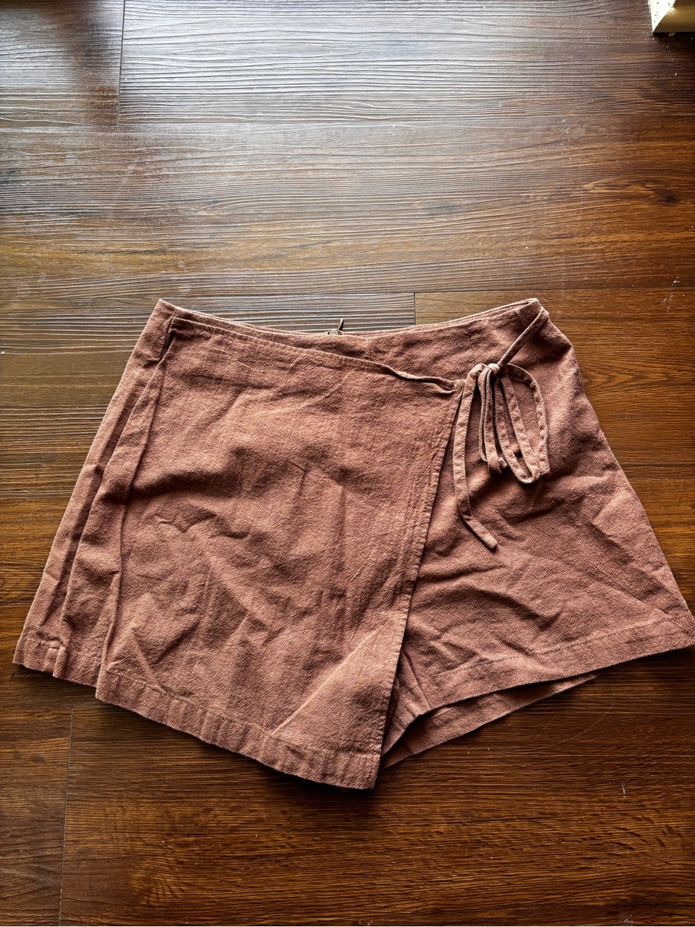 SHEIN Brown Wrap Skort with Side Tie